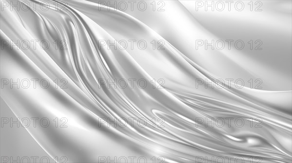Smooth flowing white silk fabric with soft waves, exuding a sense of gentle movement, AI generated