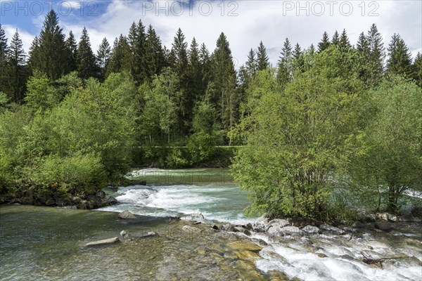 Illersprung, confluence of the Trettach, Breitach and Stillach rivers, between Oberstdorf and Fish, Oberallgaeu, Allgaeu, Bavaria, Germany, Europe