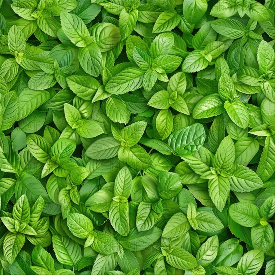 Seamless background of fresh mint leaves AI generated