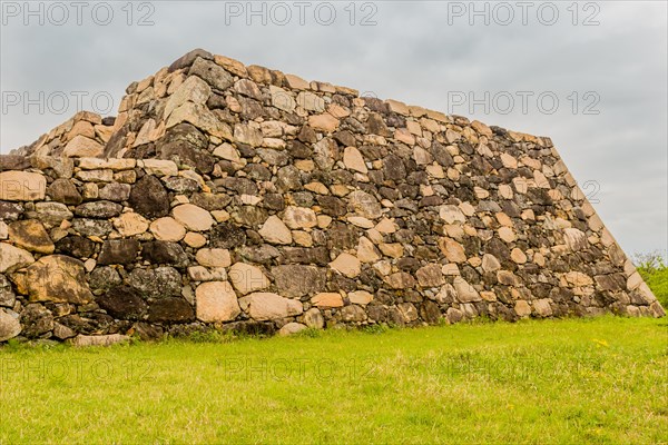 Side view of tower remains of Japanese stone fortress in Suncheon, South Korea, Asia