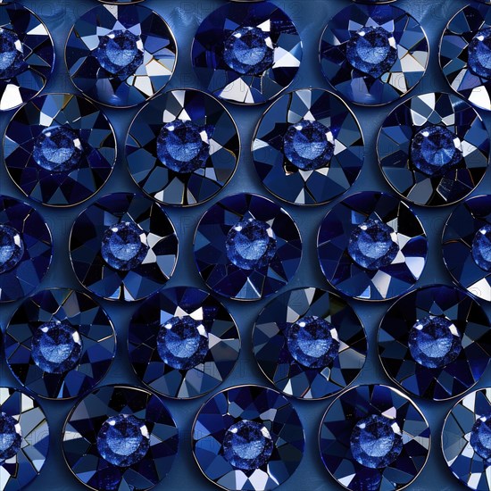 Seamless pattern of shimmering sapphires on a navy blue backdrop AI generated