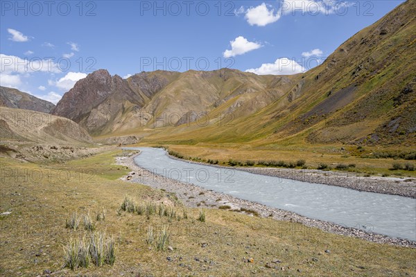 River in the mountains of the Tien Shan, Engilchek Valley, Kyrgyzstan, Issyk Kul, Kyrgyzstan, Asia