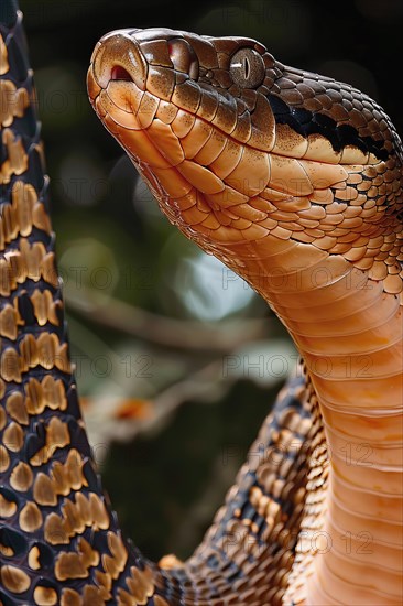 Rearing King cobra, Asia, AI generated