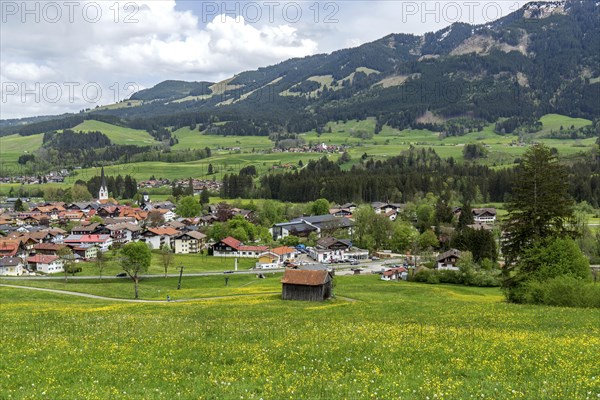 View of Fish im Allgaeu, Oberallgaeu, Allgaeu, Bavaria, Germanychen im Allgaeu