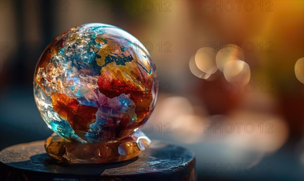 Natural gemstone sphere formed earth globe AI generated