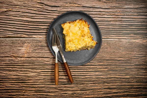 Top view of shepherds pie on a plate