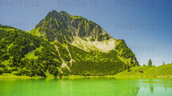 Lower Gaisalpsee, behind it the Rubihorn, 1957 m, Allgaeu Alps, Allgaeu, Bavaria, Germany, Europe