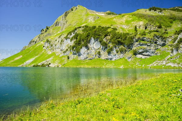 Seealpsee and Seekoepfel, 1919m, Allgaeu Alps, Allgaeu, Bavaria, Germany, Europe