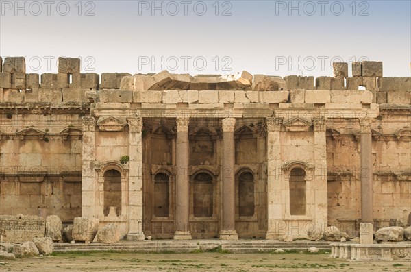 Ruins of Baalbek. Ancient city of Phenicia located in the Beca valley in Lebanon. Acropolis with Roman remains