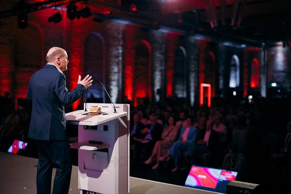 Federal Chancellor Olaf Scholz, recorded at the Social Democratic Congress of the SPD and PES with the motto 'We stand together for our Europe' in Berlin, 4 May 2024