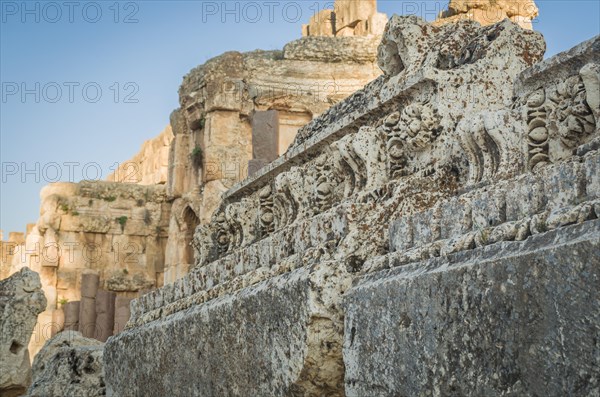 Ruins of Baalbek. Ancient city of Phenicia located in the Beca valley in Lebanon. Acropolis with Roman remains