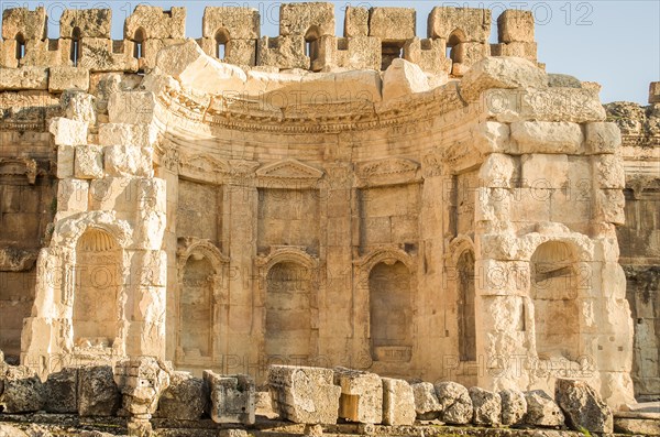 Ruins of Baalbek. Ancient city of Phenicia located in the Beca valley in Lebanon. Acropolis with Roman remains