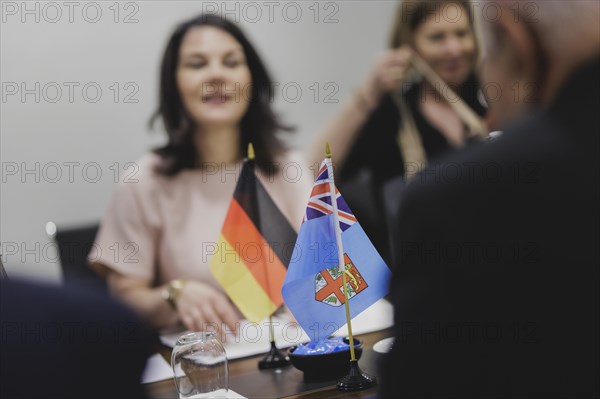 (L-R) Annalena Baerbock (Alliance 90/The Greens), Federal Foreign Minister, meets Viliame Gavoka, Deputy Prime Minister of Fiji, in Nadi, 5 May 2024. Baerbock is travelling to Australia, New Zealand and Fiji for political talks / Photographed on behalf of the Federal Foreign Office