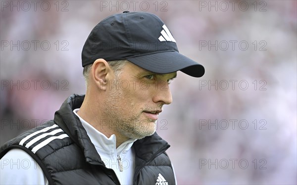 Coach Thomas Tuchel FC Bayern Munich FCB Portrait, Adidas, Logo, MHPArena, MHP Arena Stuttgart, Baden-Wuerttemberg, Germany, Europe