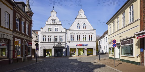 Gabled houses in the town centre of Husum, Nordfriesland district, Schleswig-Holstein, Germany, Europe