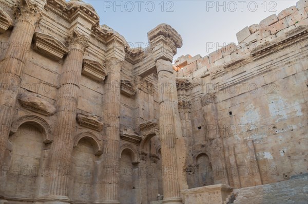 Ruins of Baalbek. Ancient city of Phenicia located in the Beca valley in Lebanon. Acropolis with Roman remains