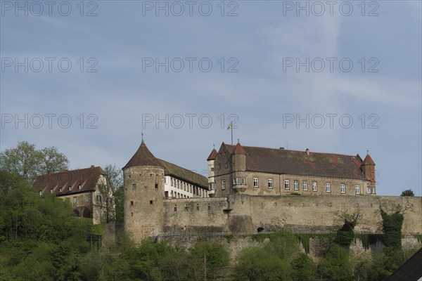 View of Stettenfels Castle in Untergruppenbach, Tower, Towers, Heilbronner Land, Heilbronn-Franken, Baden-Wuerttemberg, Germany, Europe