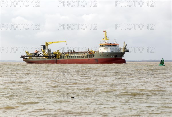 Medway ship Hopper Dredger vessel, approaching port of Harwich, River Orwell Stour estuary, Suffolk Essex, England, UK
