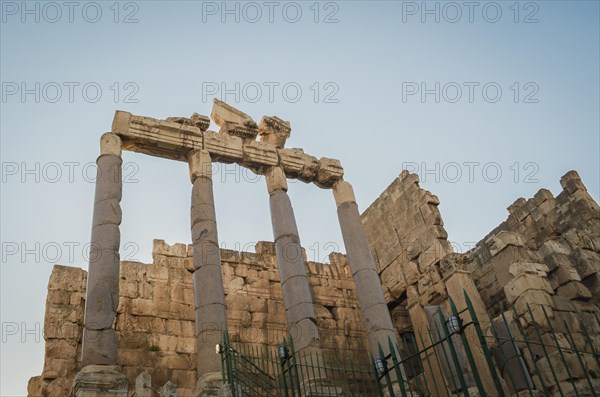 Ruins of Baalbek. Ancient city of Phenicia located in the Beca valley in Lebanon. Acropolis with Roman remains