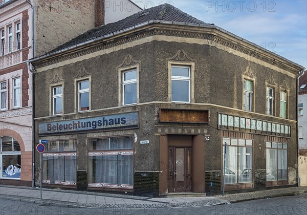 Old property with insolvent business, Wittenberge, Brandenburg, Germany, Europe