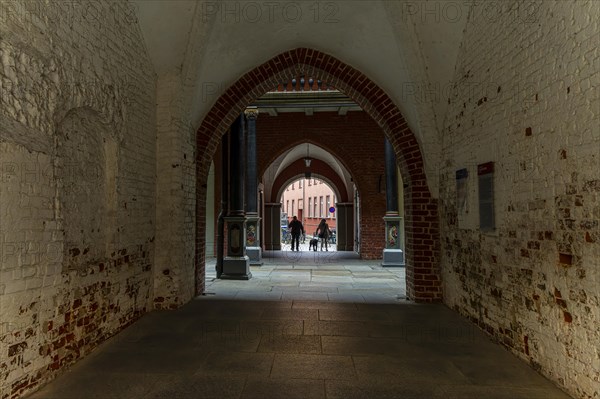 Passageway in the interior of Stralsund Town Hall, Mecklenburg-Vorpommern, Germany, Europe