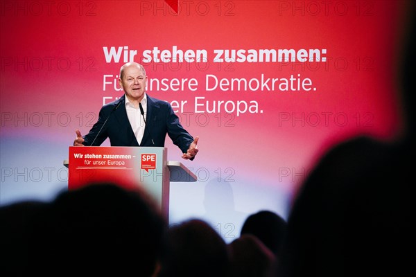 Federal Chancellor Olaf Scholz, recorded at the Social Democratic Congress of the SPD and PES with the motto 'We stand together for our Europe' in Berlin, 4 May 2024