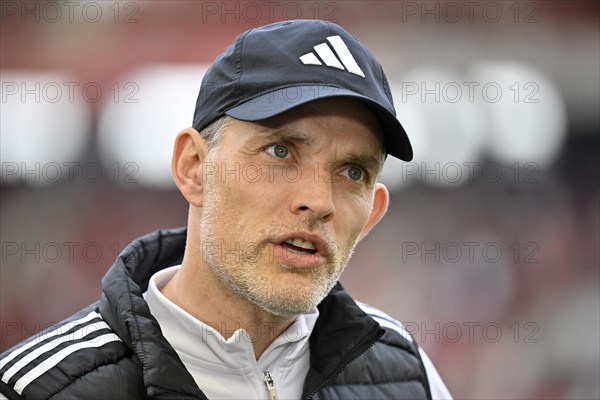 Coach Thomas Tuchel FC Bayern Munich FCB Portrait, Adidas, Logo, MHPArena, MHP Arena Stuttgart, Baden-Wuerttemberg, Germany, Europe