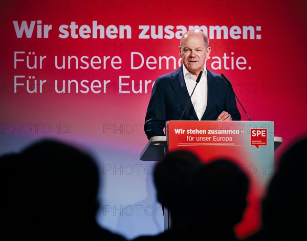 Federal Chancellor Olaf Scholz, recorded at the Social Democratic Congress of the SPD and PES with the motto 'We stand together for our Europe' in Berlin, 4 May 2024