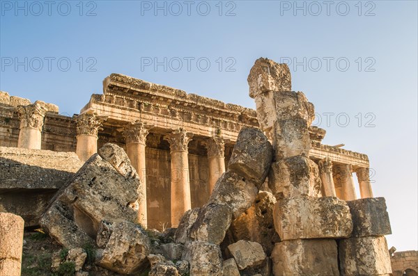 Ruins of Baalbek. Ancient city of Phenicia located in the Beca valley in Lebanon. Acropolis with Roman remains