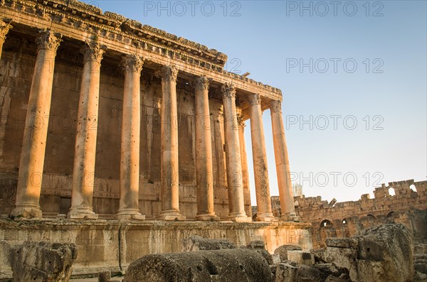 Ruins of Baalbek. Ancient city of Phenicia located in the Beca valley in Lebanon. Acropolis with Roman remains