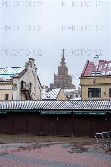 Academy of Sciences, also known as Stalin's Birthday Cake, built in the style of socialist classicism, Riga, Latvia, Europe