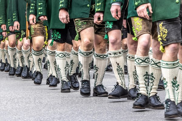 Patron saint's day, 2024, patron saint, festival, mountain marksmen, customs, tradition, church, celebration, traditional traditional costume, nostalgic, lederhosen, march, traditional costume, Lenggries, Bavaria, Germany, Europe