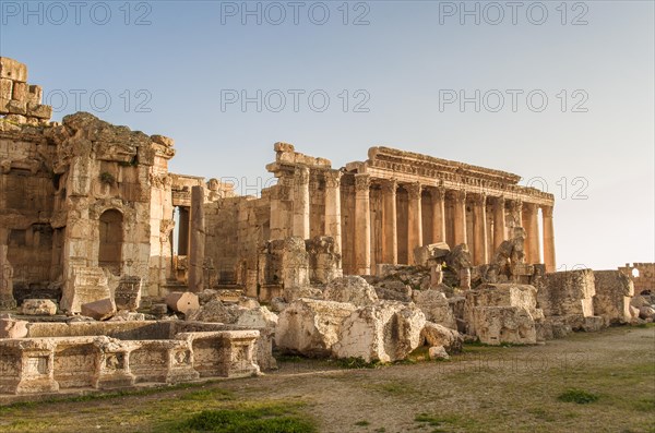 Ruins of Baalbek. Ancient city of Phenicia located in the Beca valley in Lebanon. Acropolis with Roman remains