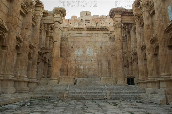 Temple of baco. Ruins of Baalbek. Ancient city of Phenicia located in the Beca valley in Lebanon. Acropolis with Roman remains