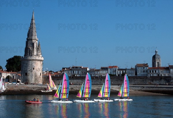Old port, La Rochelle, France, monument, Tour de la lanterne, Sailing course, beach catamarans, sea, atlantic ocean, Europe