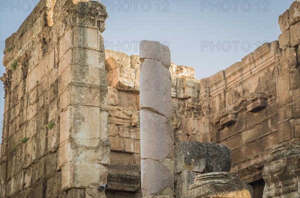 Ruins of Baalbek. Ancient city of Phenicia located in the Beca valley in Lebanon. Acropolis with Roman remains