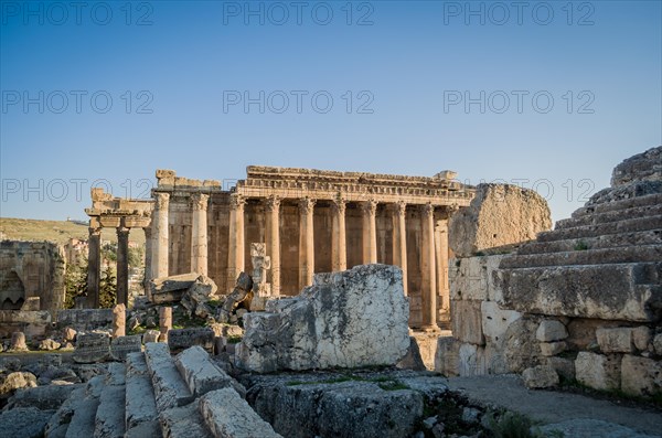 Ruins of Baalbek. Ancient city of Phenicia located in the Beca valley in Lebanon. Acropolis with Roman remains