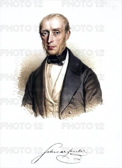 Anton von Schwarzhuber, Court Councillor, presumably father of Theodor von Schwarzhuber, Historical, digitally restored reproduction from a 19th century original, Record date not stated