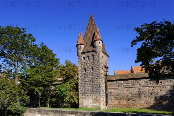 Jakobstor, city wall, Frauentorgraben, Nuremberg, Middle Franconia, Franconia, Bavaria, Germany, Europe