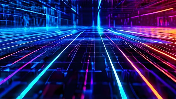 AI generated laser lines intertwining intersecting overlapping each other
