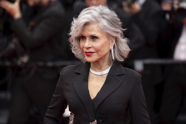 Cannes, France, 14 May 2024: Jane Fonda during the opening of the 77th Cannes International Film Festival on the red carpet of the Palais des Festivals with the opening film Le Deuxieme Acte (The Second Act) . The 77th Cannes International Film Festival will take place from 14 to 25 May 2024, Europe