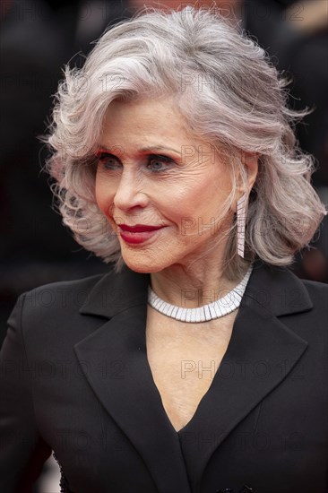 Cannes, France, 14 May 2024: Jane Fonda during the opening of the 77th Cannes International Film Festival on the red carpet of the Palais des Festivals with the opening film Le Deuxieme Acte (The Second Act) . The 77th Cannes International Film Festival will take place from 14 to 25 May 2024, Europe