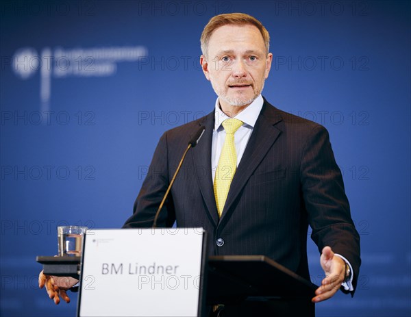 Christian Lindner (FDP), Federal Minister of Finance, photographed during a press conference on tax estimation in Berlin, 16.05.2024. Photographed on behalf of the Federal Ministry of Finance (BMF)