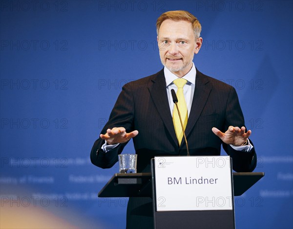 Christian Lindner (FDP), Federal Minister of Finance, photographed during a press conference on tax estimation in Berlin, 16.05.2024. Photographed on behalf of the Federal Ministry of Finance (BMF)