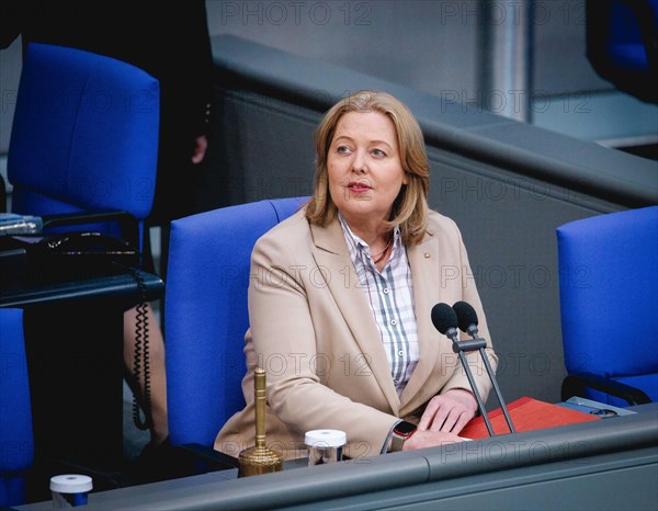 Baerbel Bas, President of the Bundestag, recorded during a speech in the German Bundestag in Berlin, 16 May 2024