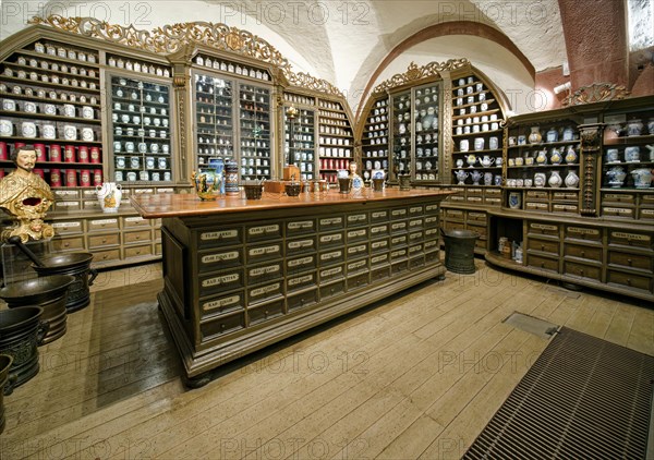 Pharmacy of the Ursuline Convent Klagenfurt, German Pharmacy Museum in Heidelberg Castle, Heidelberg, Baden-Wuerttemberg, Germany, Europe