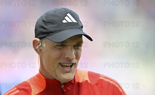 Coach Thomas Tuchel FC Bayern Munich FCB Portrait, Logo, Adidas, smiles, PreZero Arena, Sinsheim, Baden-Wuerttemberg, Germany, Europe