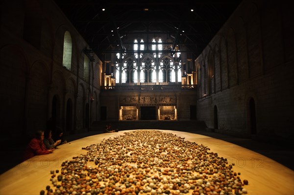 Archive of mind, piece of art by the Korean artist Kimsooja, contemporary art in a medieval monument, Palais des Ducs d Aquitaine, Poitiers, France, Europe