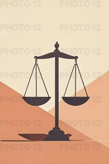 Abstract vintage illustration of balanced scales representing justice and law, AI generated