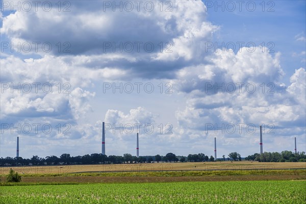 Wind farm construction site near Seelow, Brandenburg, Germany, Europe
